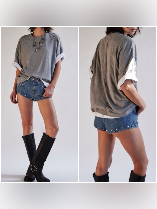 Free People Tops - NWOT Free People We The Free Perfect Oversized Tee - Heather Grey - Large
